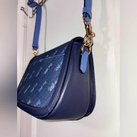 💙 Coach Saddle Bag 20 Signature Canvas & Leather Horse & Carriage C4059 - Picture 7 of 14